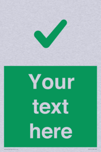 Custom green background, green tick sign